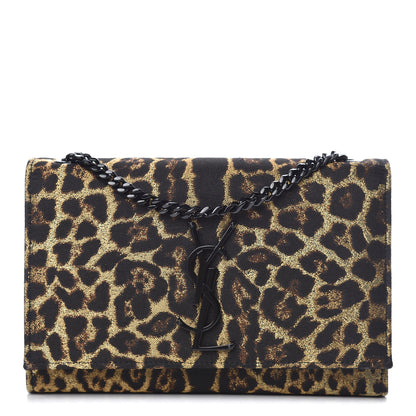 Saint Laurent Jacquard Leopard Small Monogram Kate Satchel Oro Natural 1 of 8