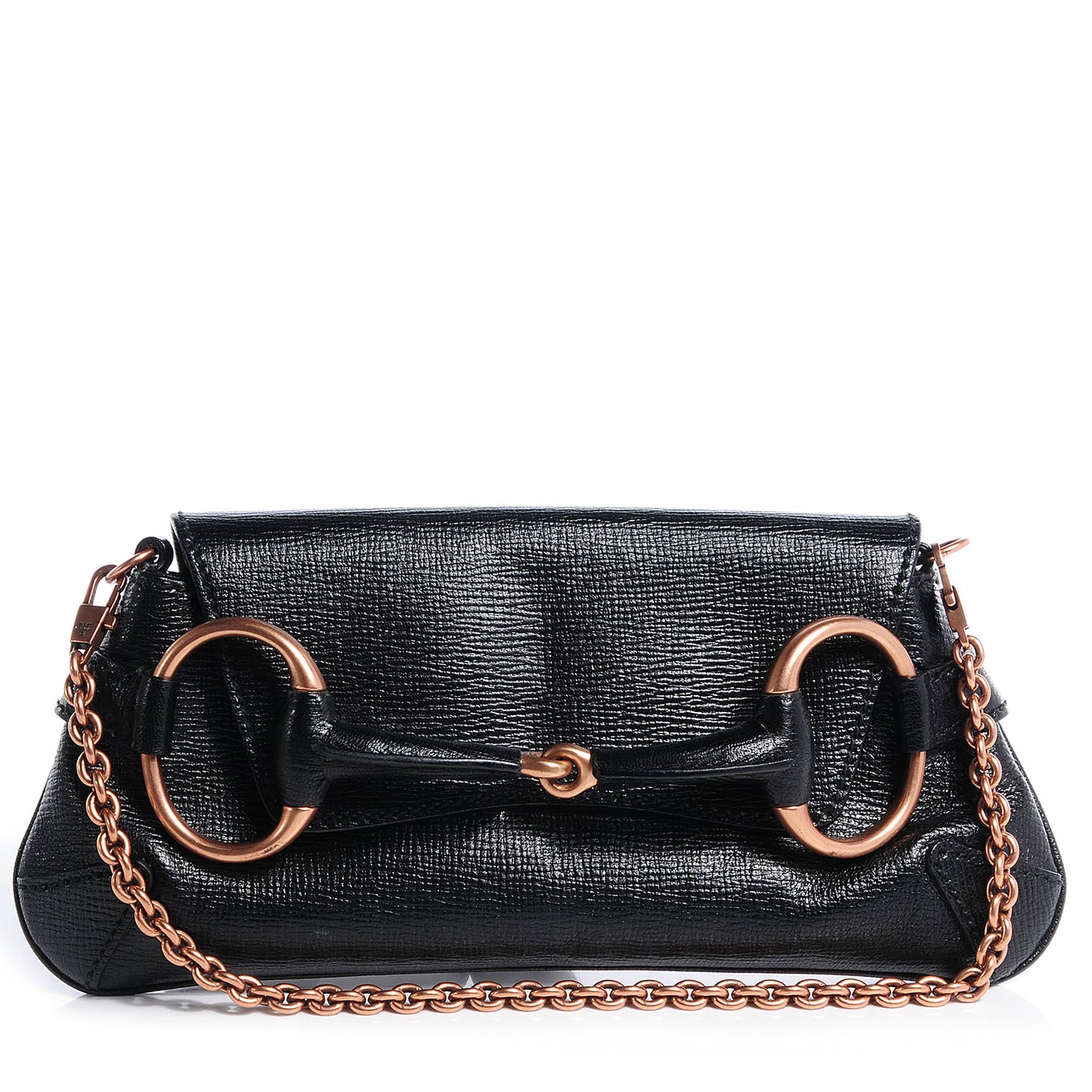 Leather Horsebit Clutch Black