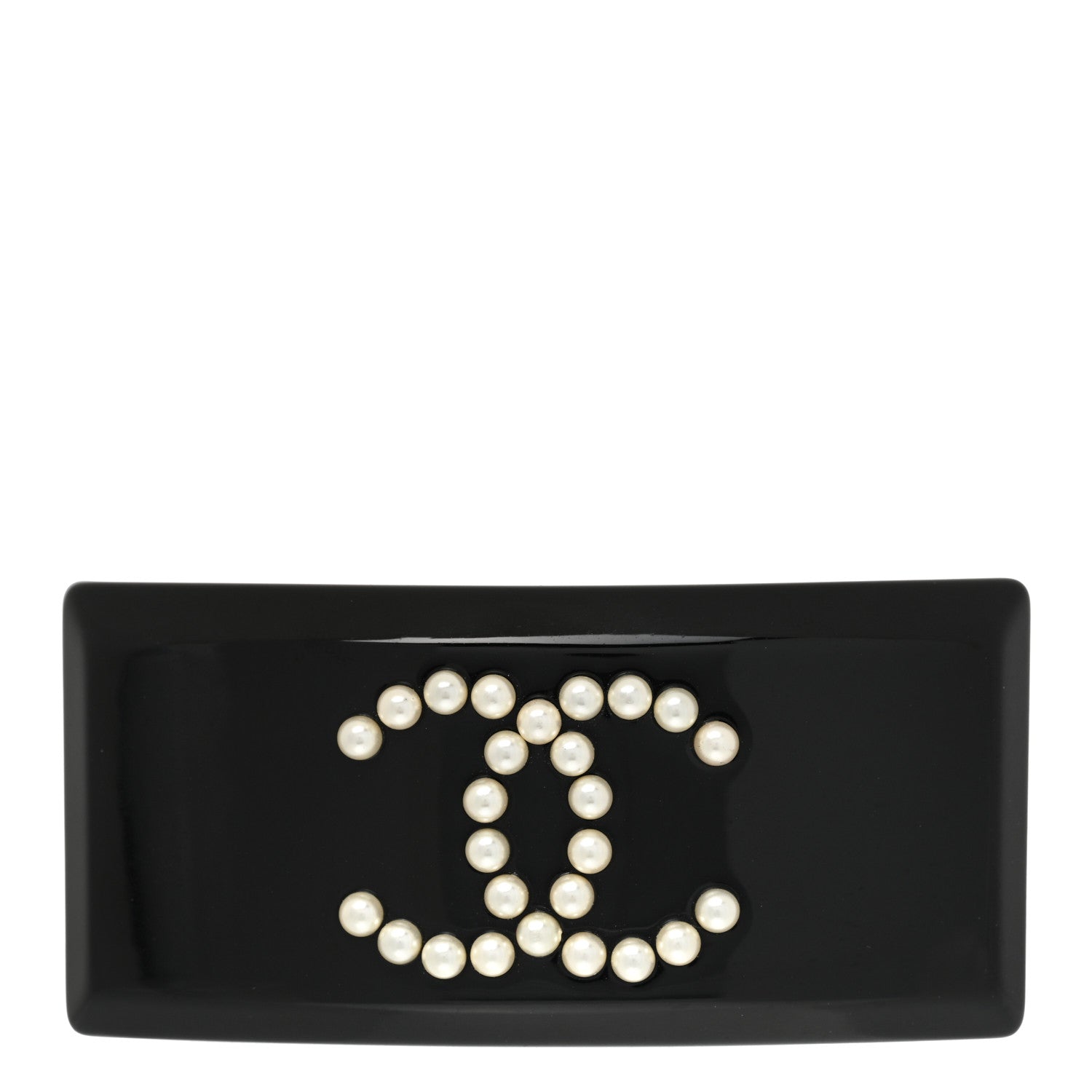 Chanel Resin Pearl CC Hair Clip Barrette Black 1 of 4