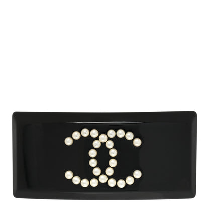 Chanel Resin Pearl CC Hair Clip Barrette Black 1 of 4