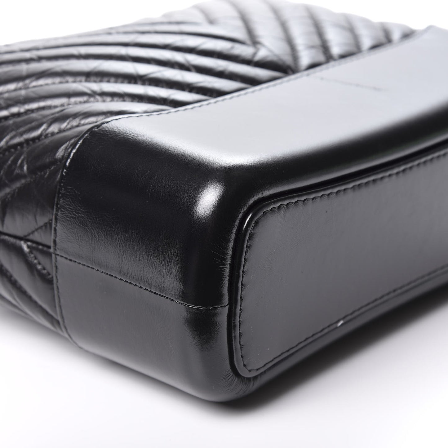 Aged Calfskin Chevron Quilted Medium Gabrielle Hobo Black