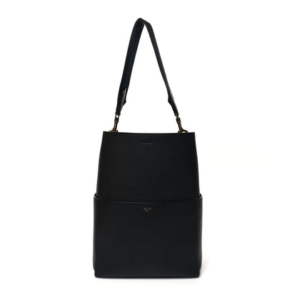 Celine Soft Grained Calfskin Sangle Bucket Bag Black 1 of 16