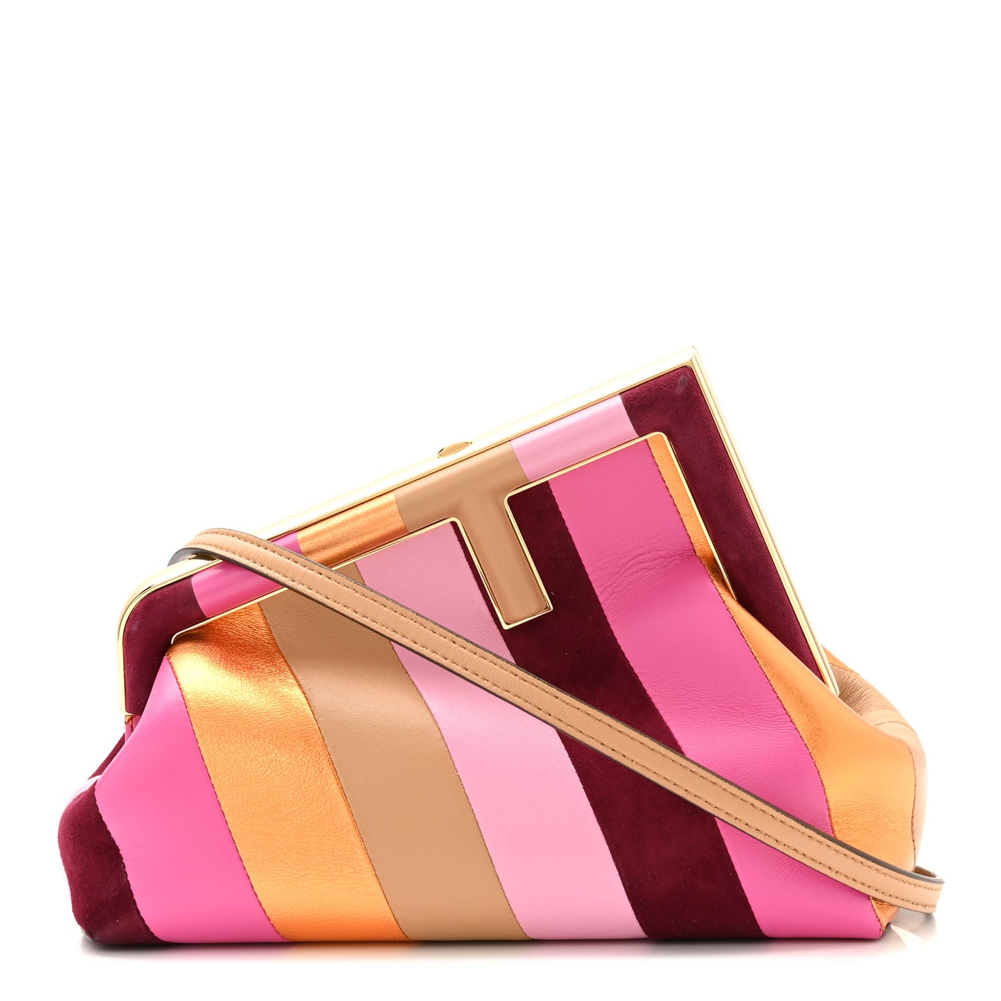 Nappa Suede Striped Inlay Small Fendi First Multicolor