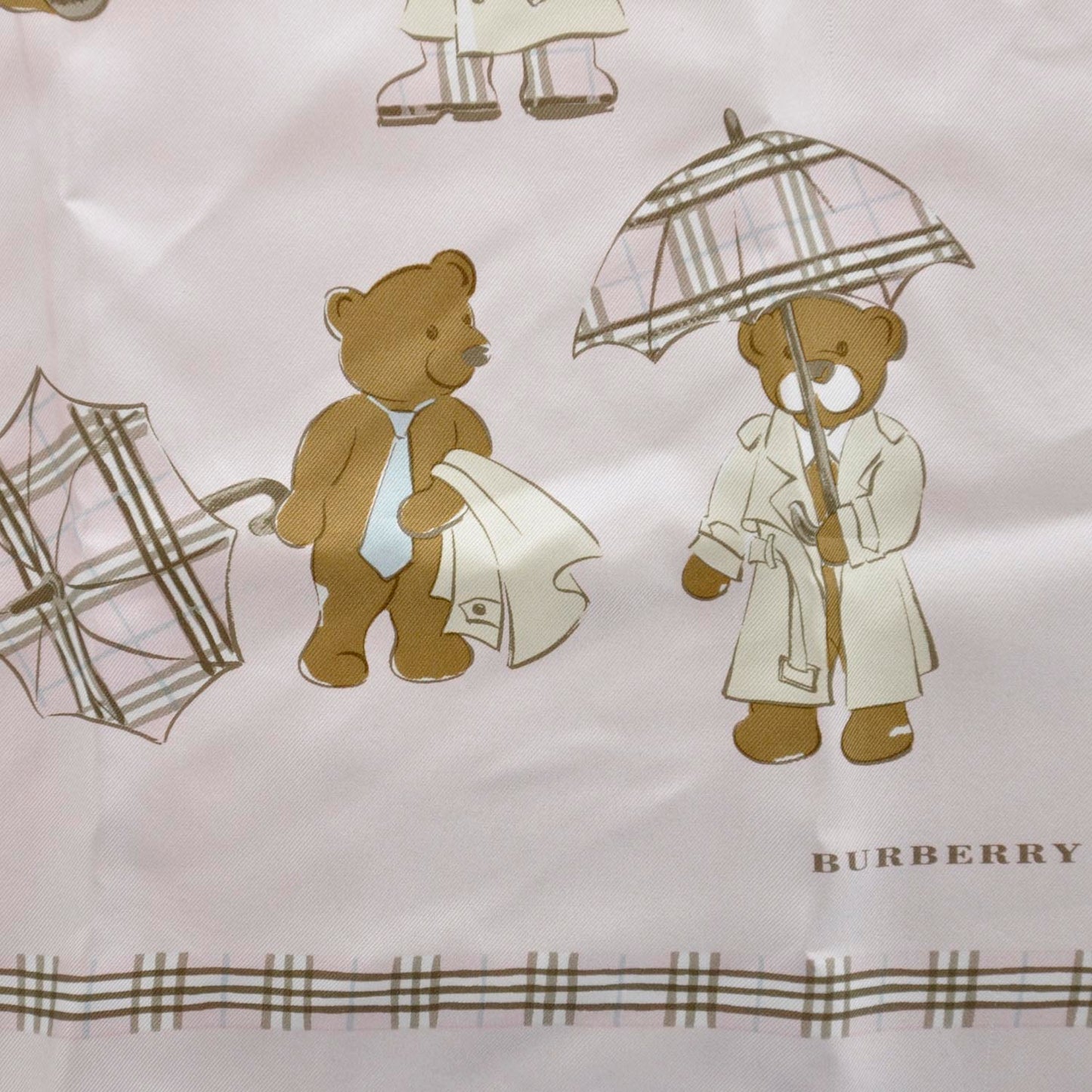 Silk Nova Check Teddy Bear Scarf Pink