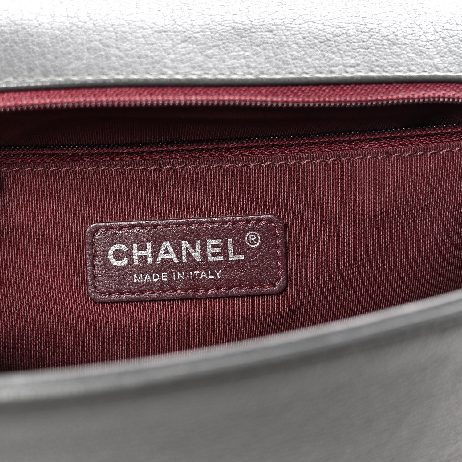 Chanel Goatskin Patent Quilted New Medium Boy Flap Grey 6 of 10