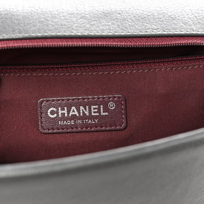 Chanel Goatskin Patent Quilted New Medium Boy Flap Grey 6 of 10
