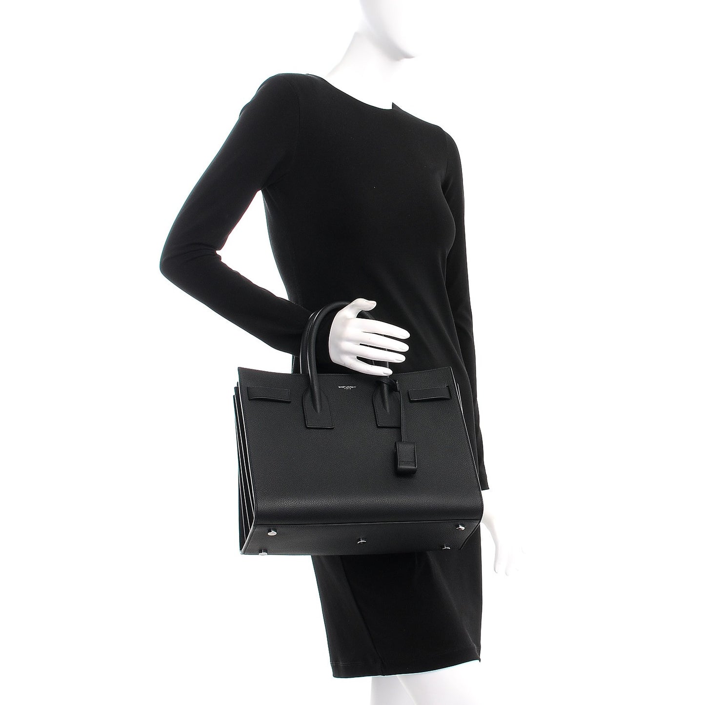 Grained Calfskin Small Sac De Jour Black