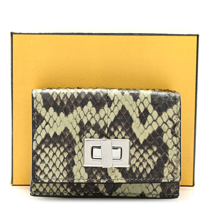 Fendi Elaphe Vitello Grace Python Print Micro Trifold Wallet Green Tea 7 of 7