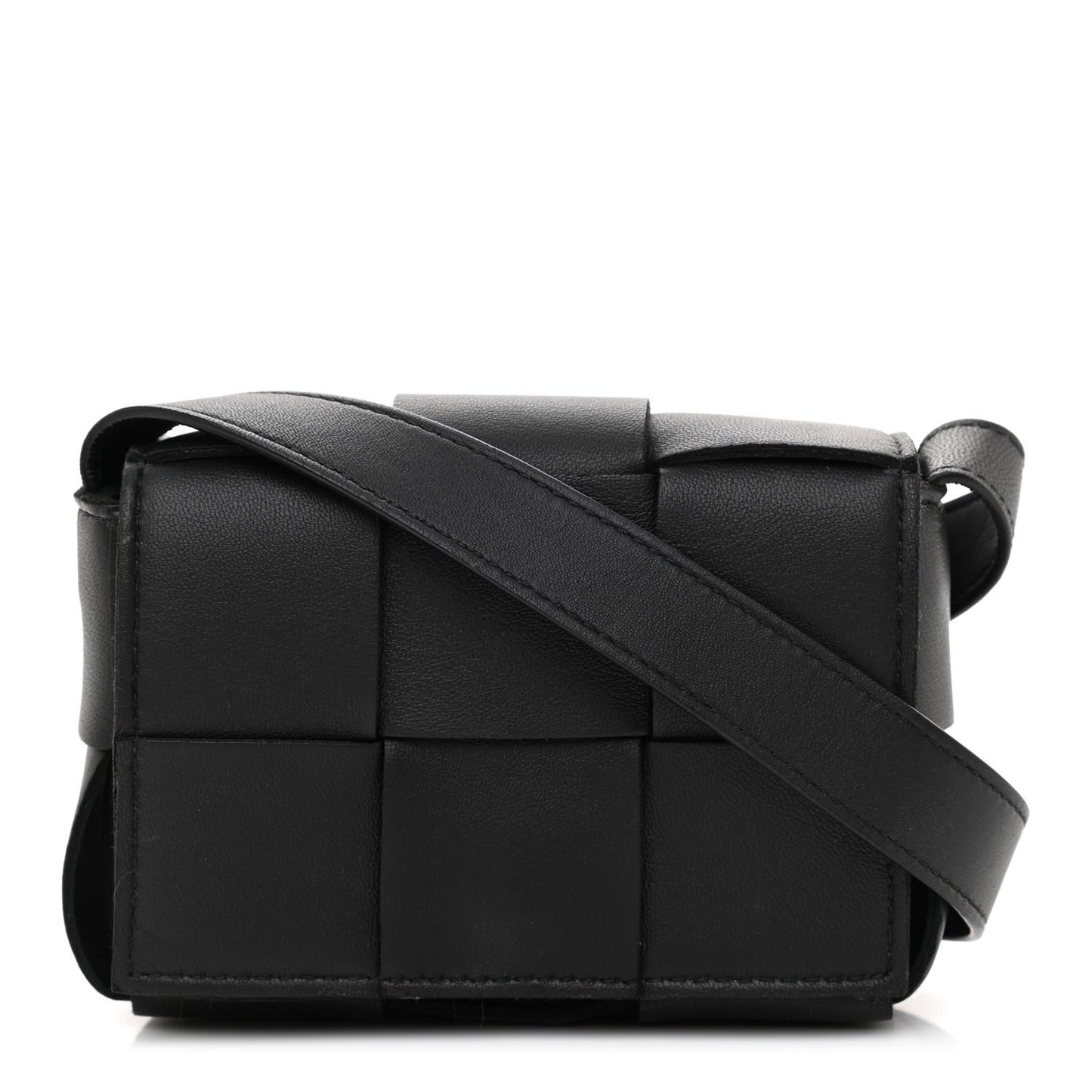 Lambskin Maxi Intrecciato Extra Mini Cassette Crossbody Bag Black