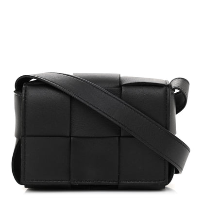 Bottega Veneta Lambskin Maxi Intrecciato Extra Mini Cassette Crossbody Bag Black 1 of 8