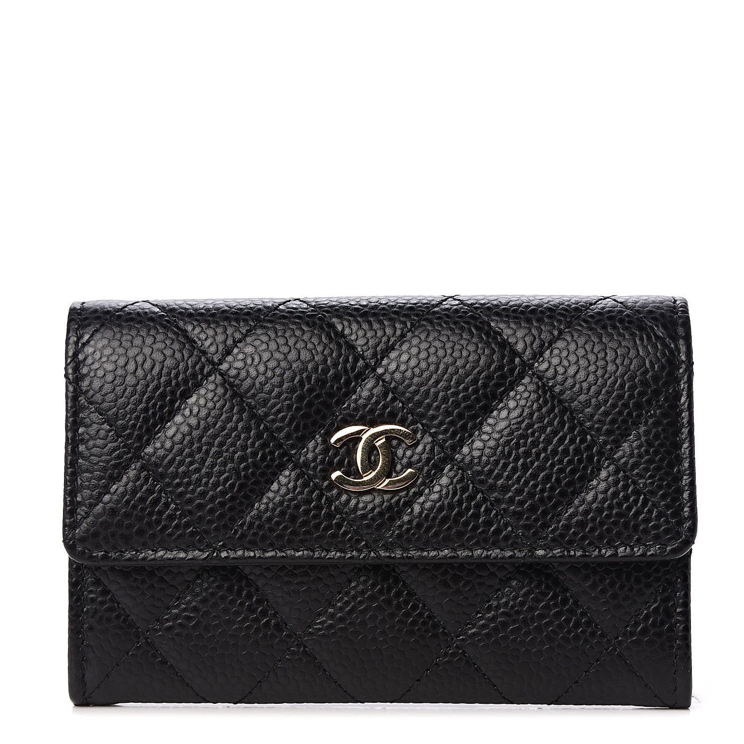Chanel Caviar Quilted Flap Card Holder Wallet Black 1 of 10