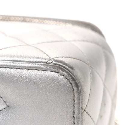Chanel Metallic Lambskin Quilted Small CC Dynasty Vanity Case With Chain Silver 14 of 16