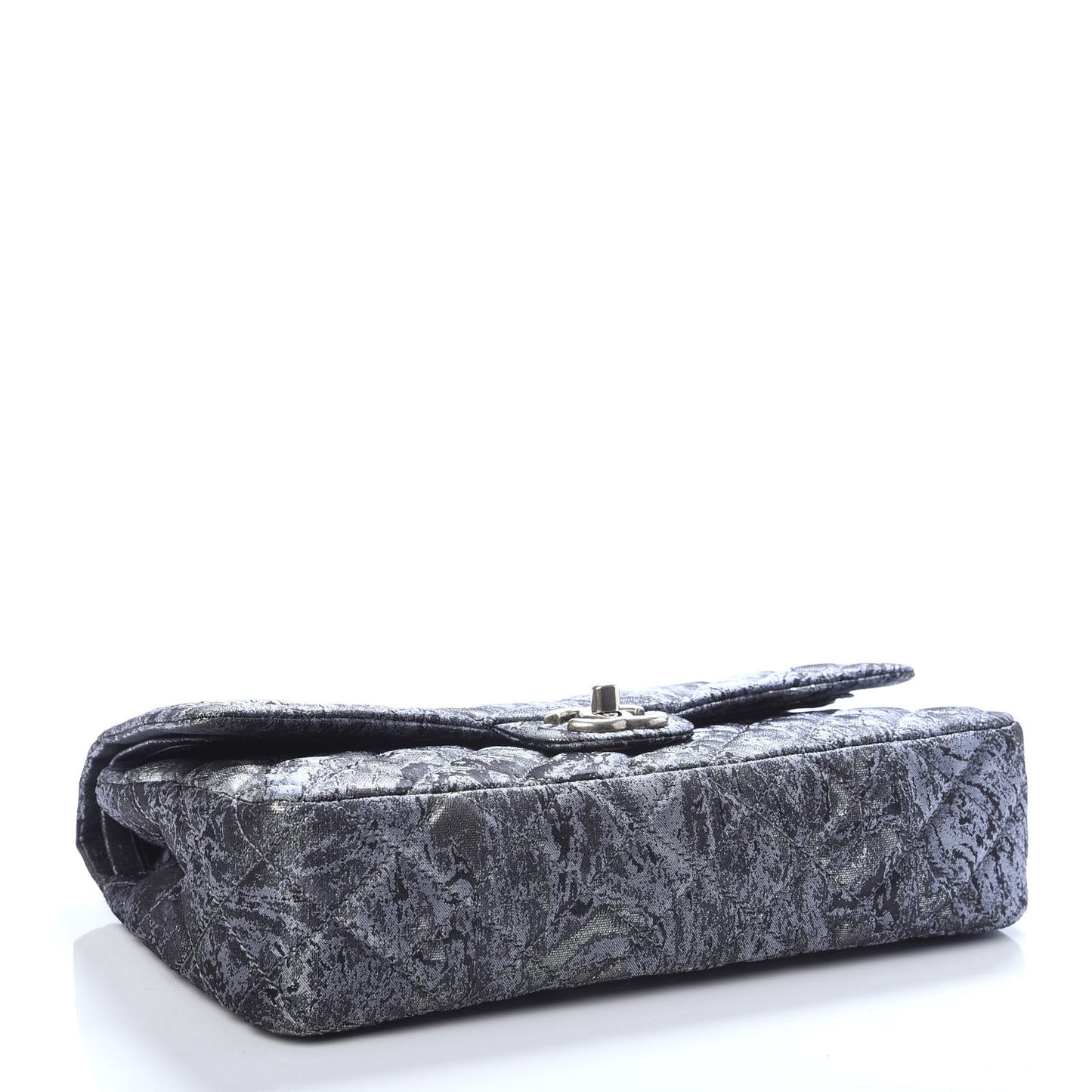 Metallic Brocade Quilted Medium Double Flap Dark Grey