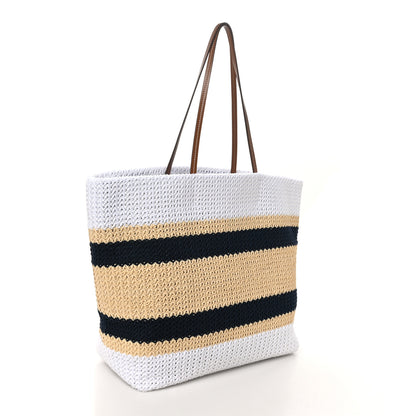 Miu Miu Raffia Crochet Stripe Tote Bag Naturale White 3 of 9