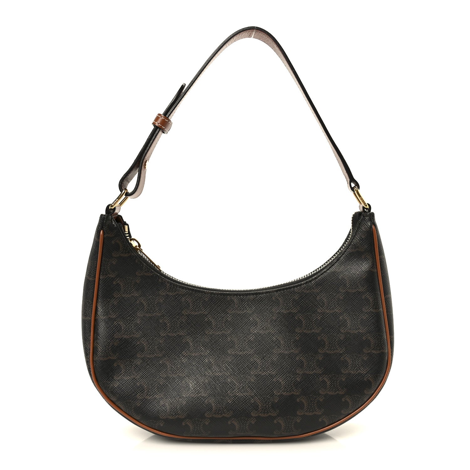 Celine Triomphe Canvas Calfskin Ava Shoulder Bag Tan 1 of 11