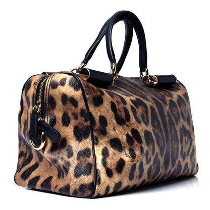 Dolce & Gabbana Dauphine Leopard Print Miss Sicily Boston Satchel 2 of 4