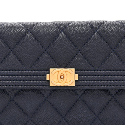 Chanel Caviar Quilted Large Boy Gusset Flap Wallet Blue 9 of 11