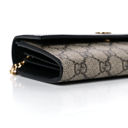 Gucci Dollar Calfskin GG Supreme Monogram Petite GG Marmont Wallet Chain Bag Black Beige Ebony 8 of 11