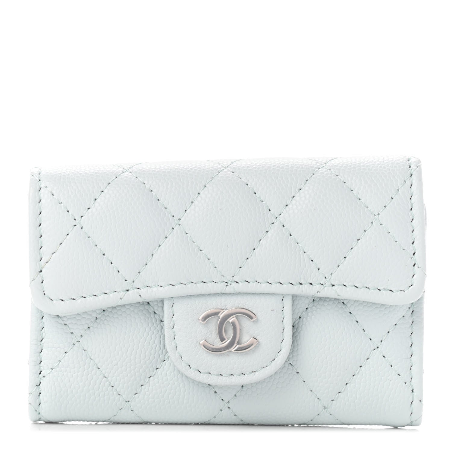 Chanel Caviar Quilted Classic 4 Key Holder Wallet Light Blue 1 of 7