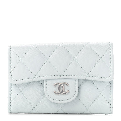 Chanel Caviar Quilted Classic 4 Key Holder Wallet Light Blue 1 of 7