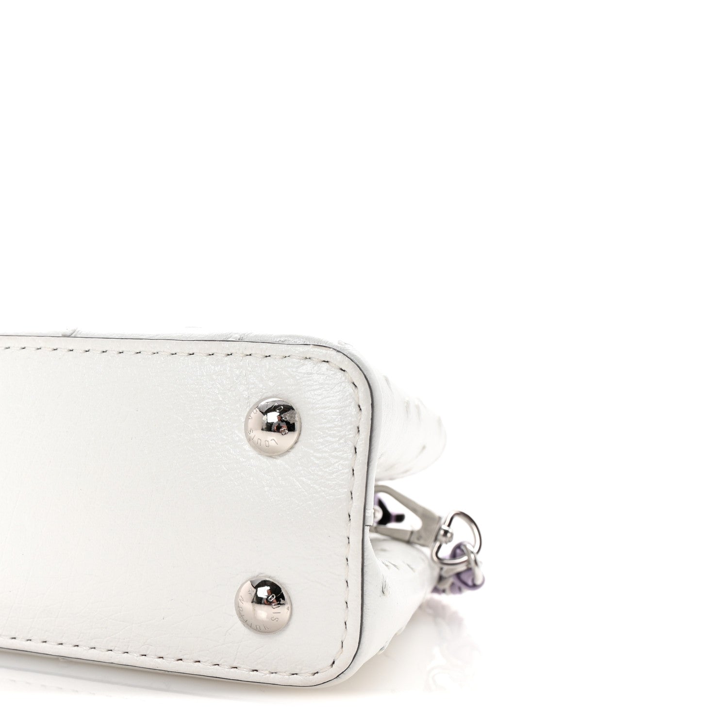 Louis Vuitton Iridescent Ostrich Capucines East West Mini White