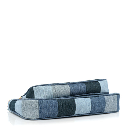 Louis Vuitton Denim Damier Monogram Patchwork Multi Pochette Accessories Blue Rouge 4 of 10