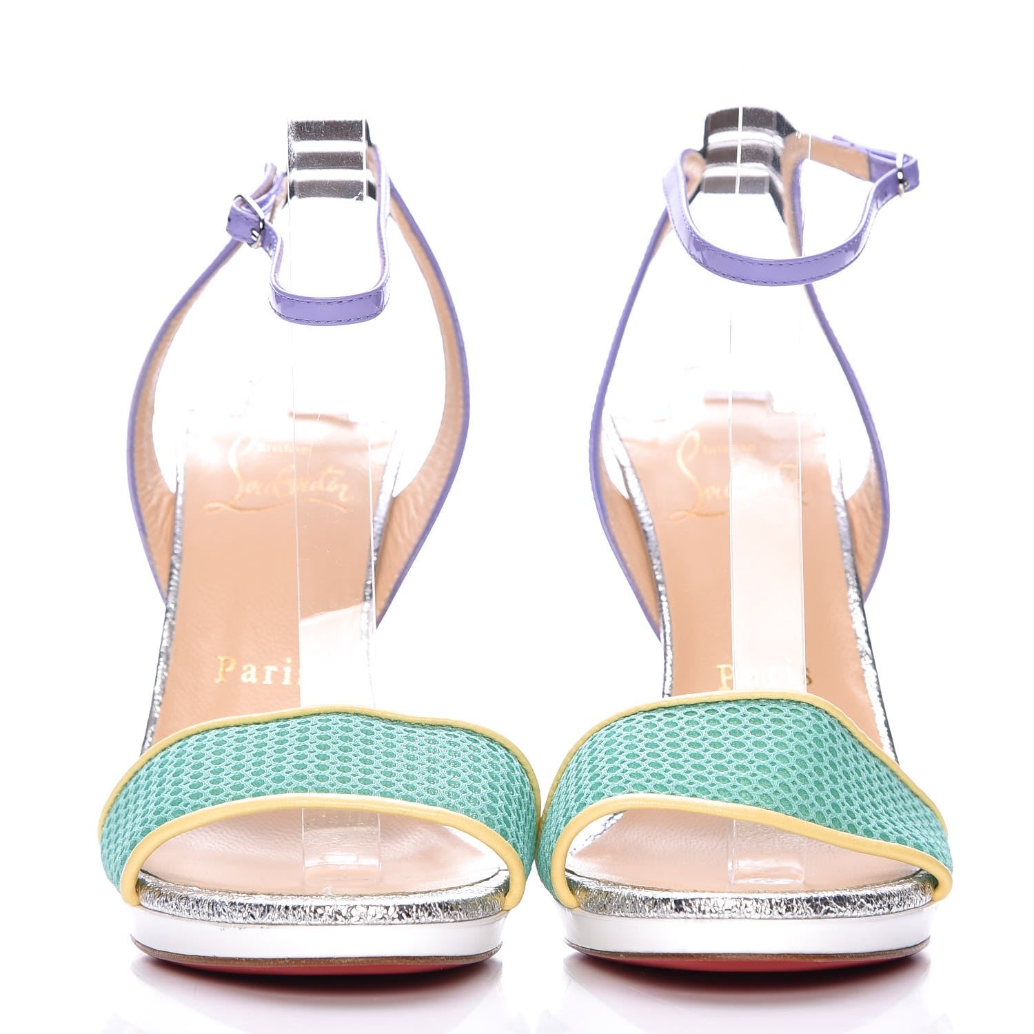 Christian Louboutin Patent Rete Glitter Discoport 120 Sandals 37 Opal 3 of 7