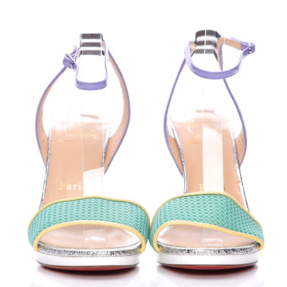 Christian Louboutin Patent Rete Glitter Discoport 120 Sandals 37 Opal 3 of 7