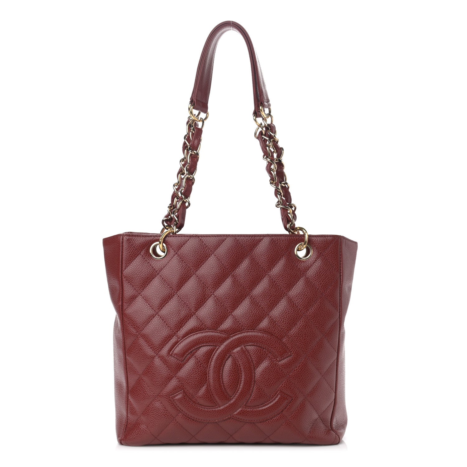 Chanel Caviar Quilted Petit Shopping Tote PST Red 1 of 11