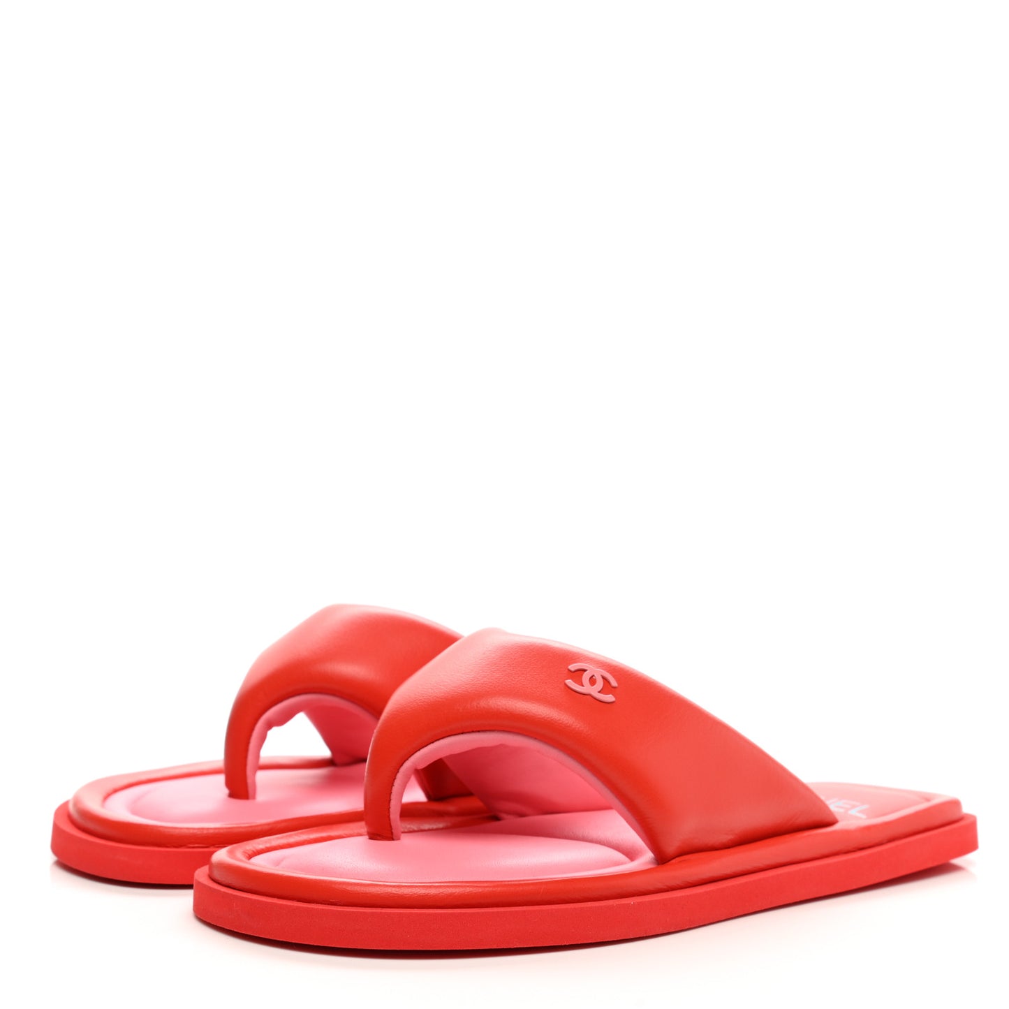 Lambskin Padded Pool Thong Sandals 39 Light 38 Red Pink