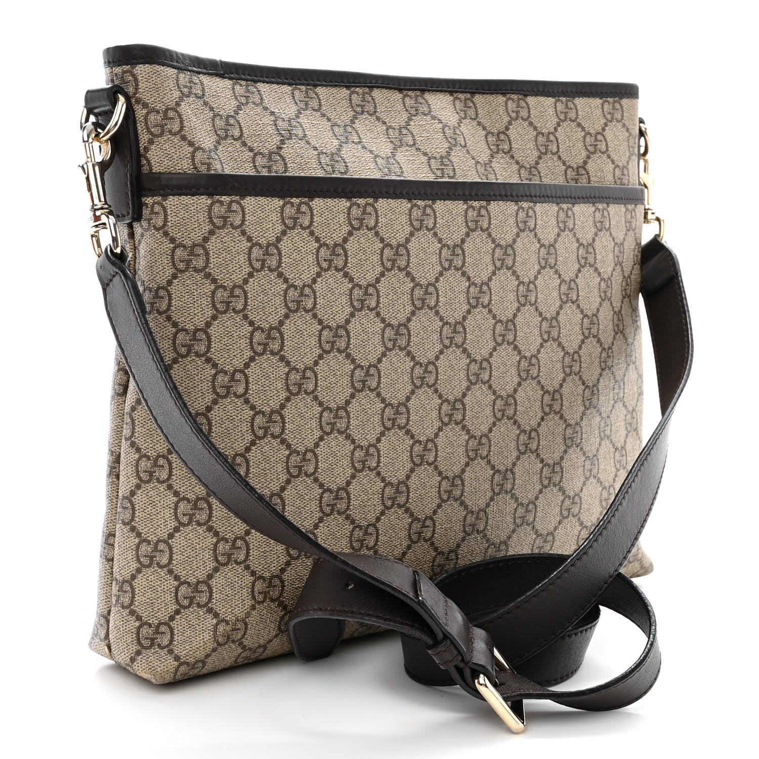 Gucci GG Plus Monogram Medium Flat Messenger Bag Dark Brown 3 of 10