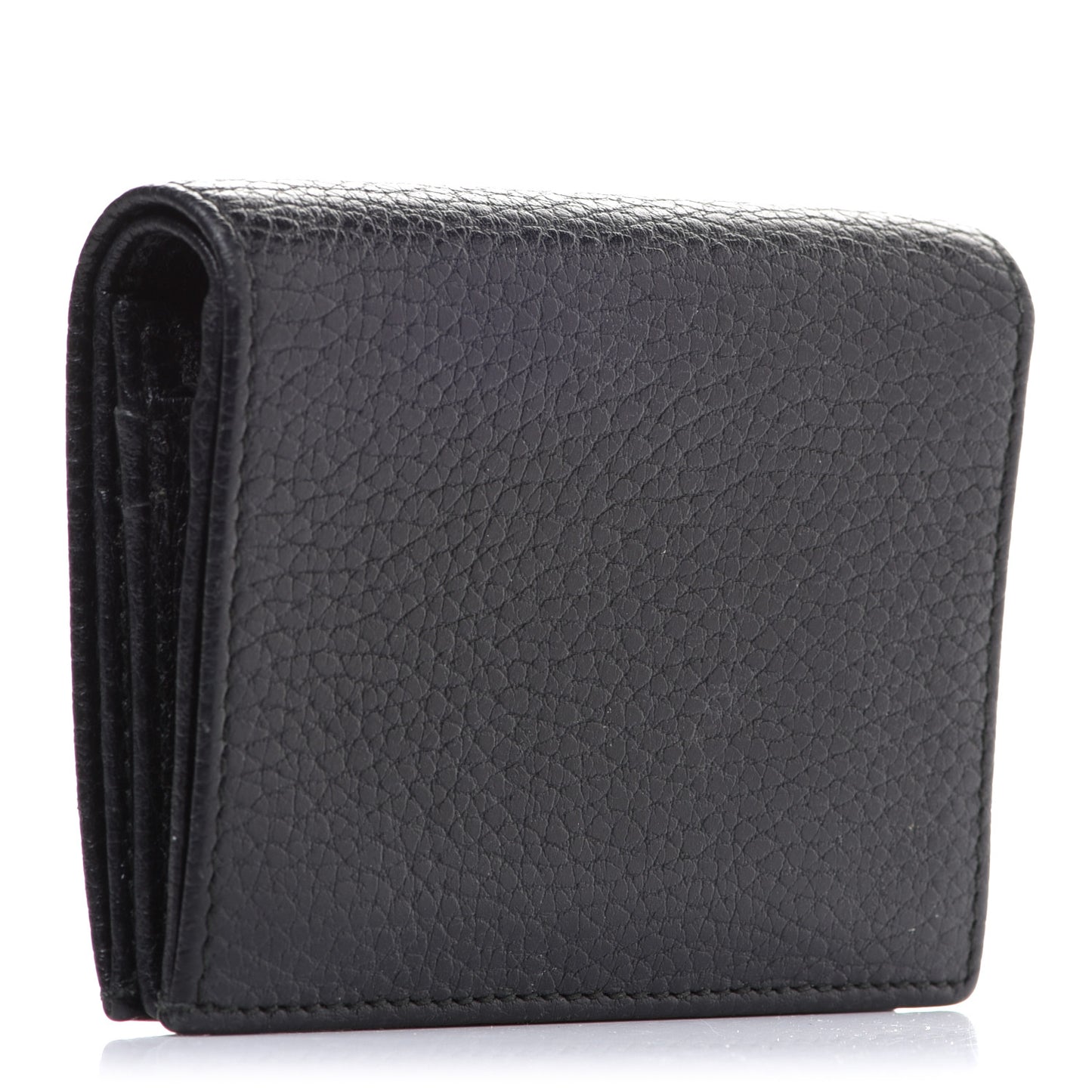 Pebbled Calfskin GG Marmont Card Case Black