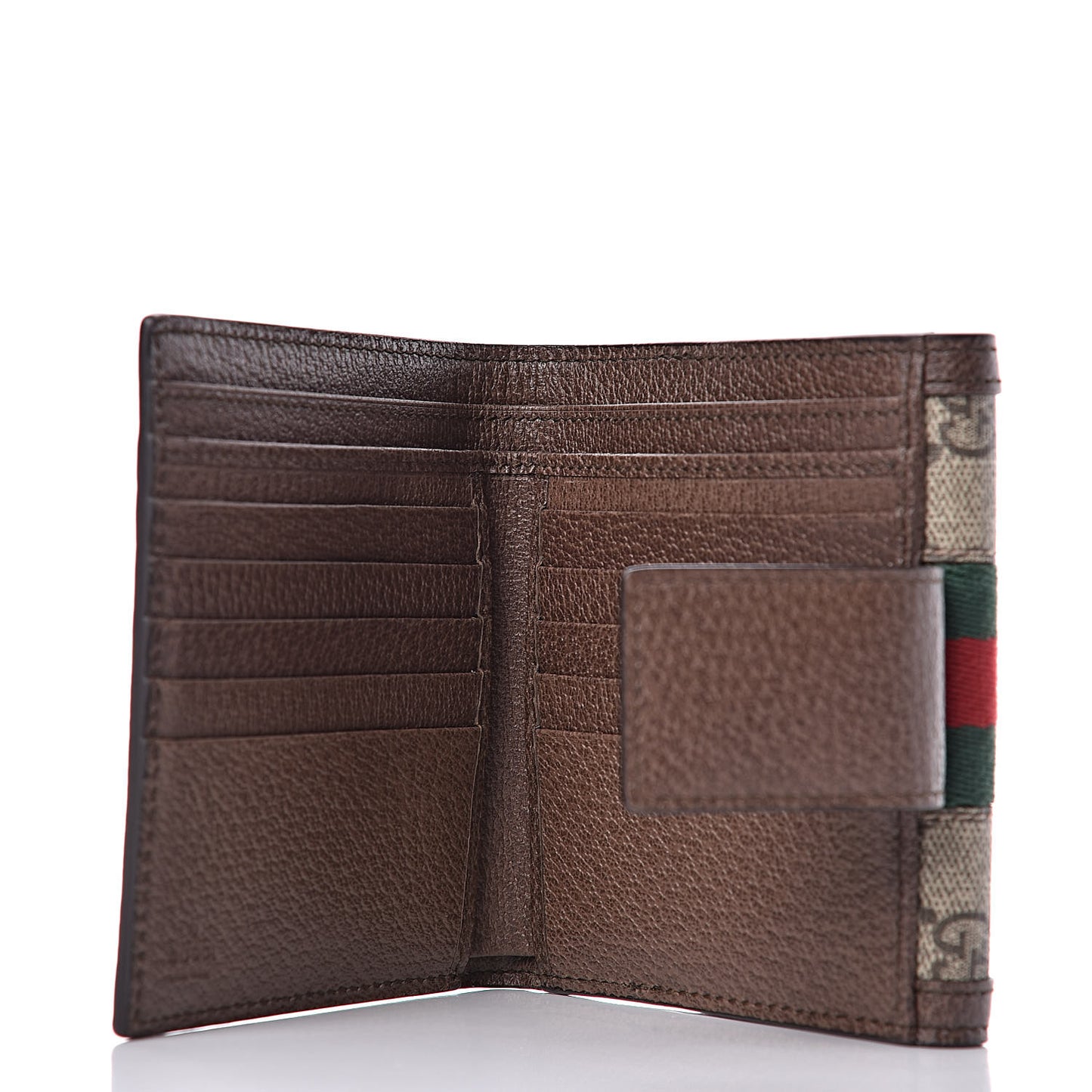 GG Supreme Monogram Web Ophidia French Flap Wallet Beige New Acero