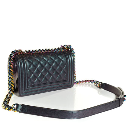 Chanel Iridescent Goatskin Quilted Small Boy with Iridescent Ruthenium Purple 3 of 9