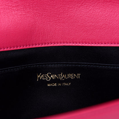 Saint Laurent Calfskin Monogram Large Belle De Jour Clutch Lipstick Fuchsia 7 of 8