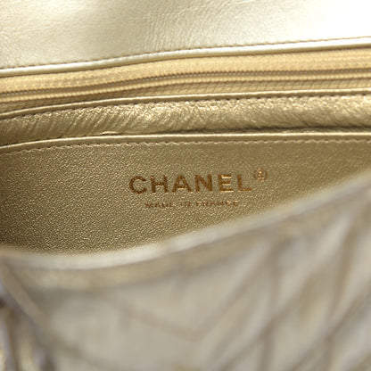 Chanel Patent Metallic Crumpled Calfskin Chevron Quilted Mini Rectangular Flap Gold 6 of 13
