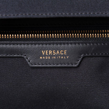 Versace Canvas Suppler Calfskin Cabas GV Signature Tote Black 6 of 13