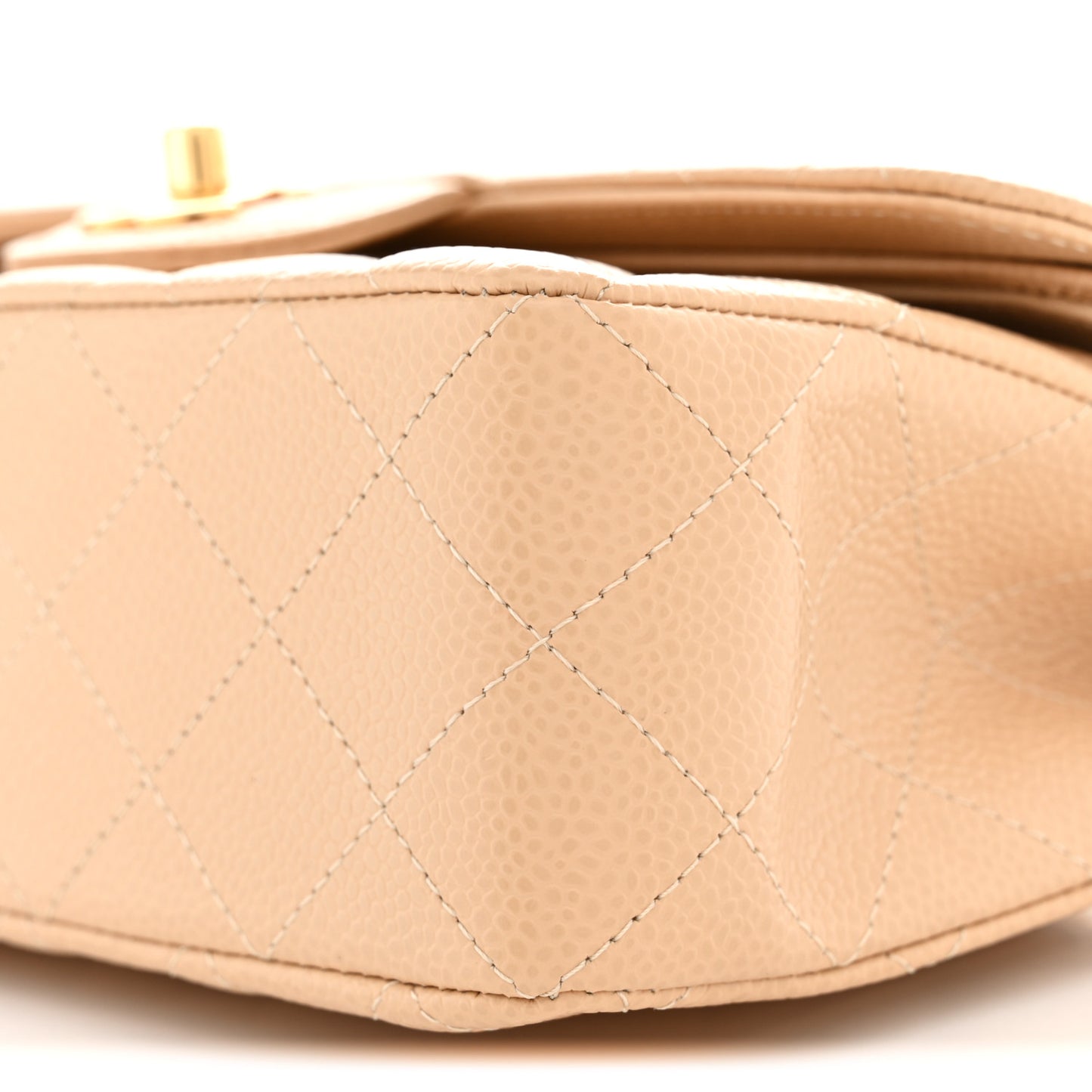 Caviar Quilted Small Double Flap Beige