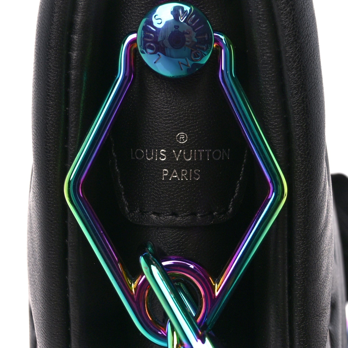 Lambskin Embossed Monogram LV Ski Coussin PM Black Multicolor