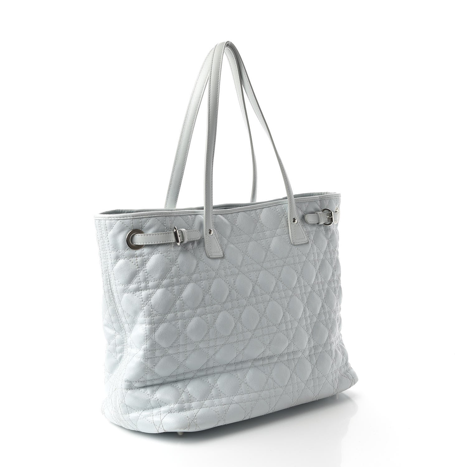 Christian Dior Coated Canvas Cannage Medium Panarea Tote Celeste 2 of 9