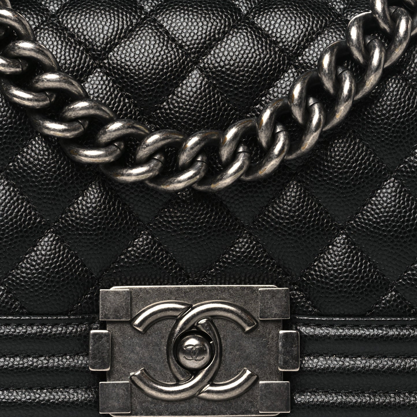 Caviar Quilted Small Boy Flap Black