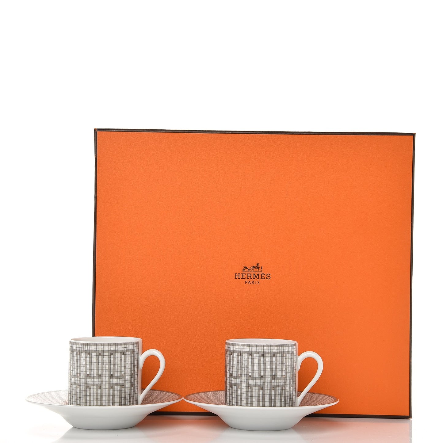Porcelain Mosaique Au 24 Platine Tea Cup And Saucer Set Of 2 Platinum