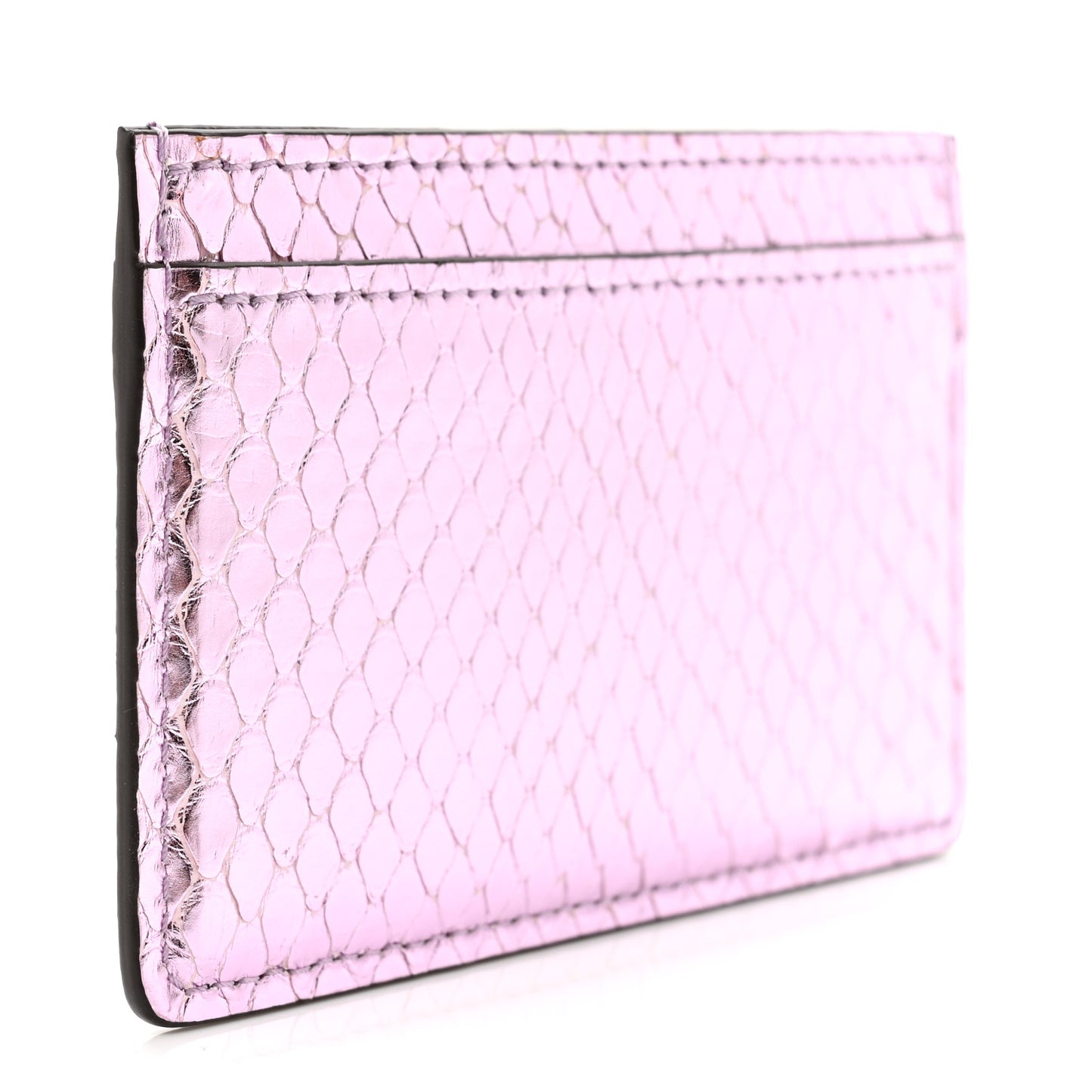 Metallic Snakeskin Card Holder Pink
