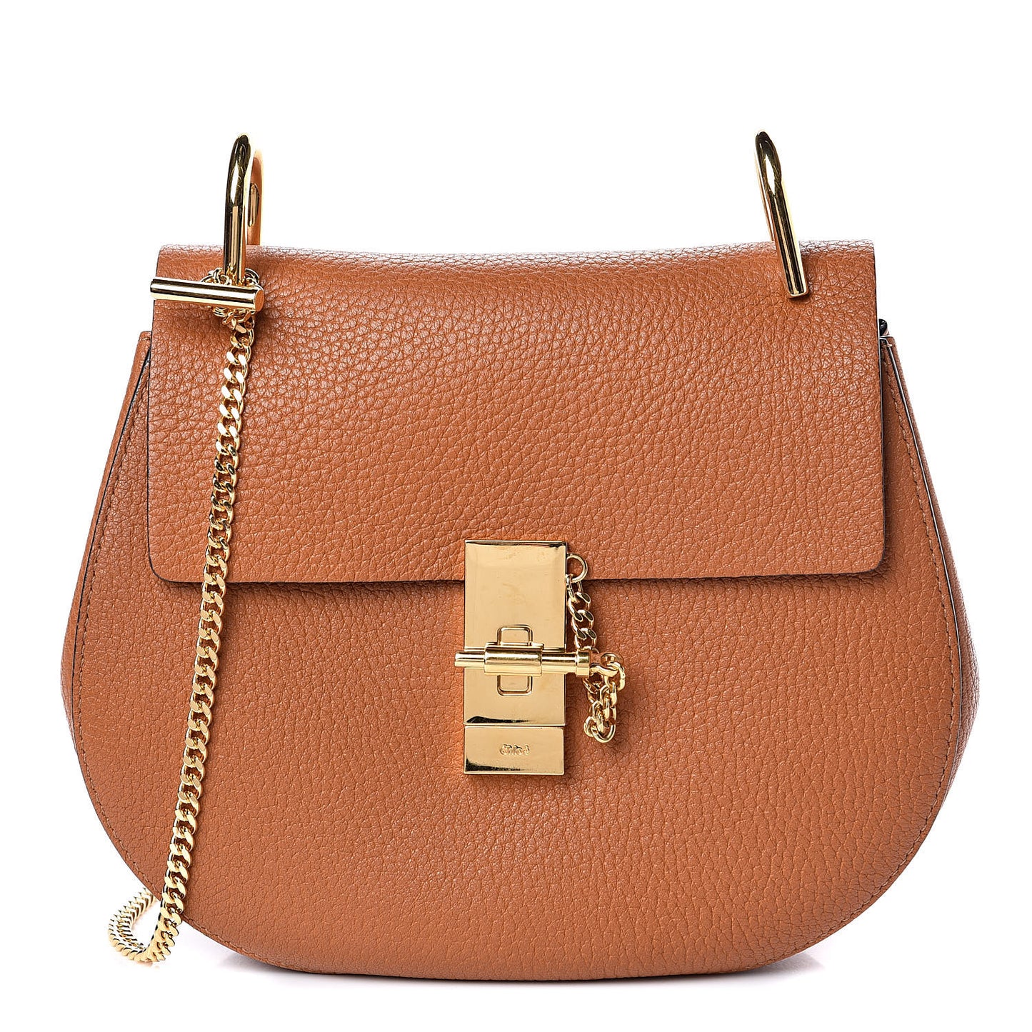 Grained Lambskin Drew Shoulder Bag Caramel