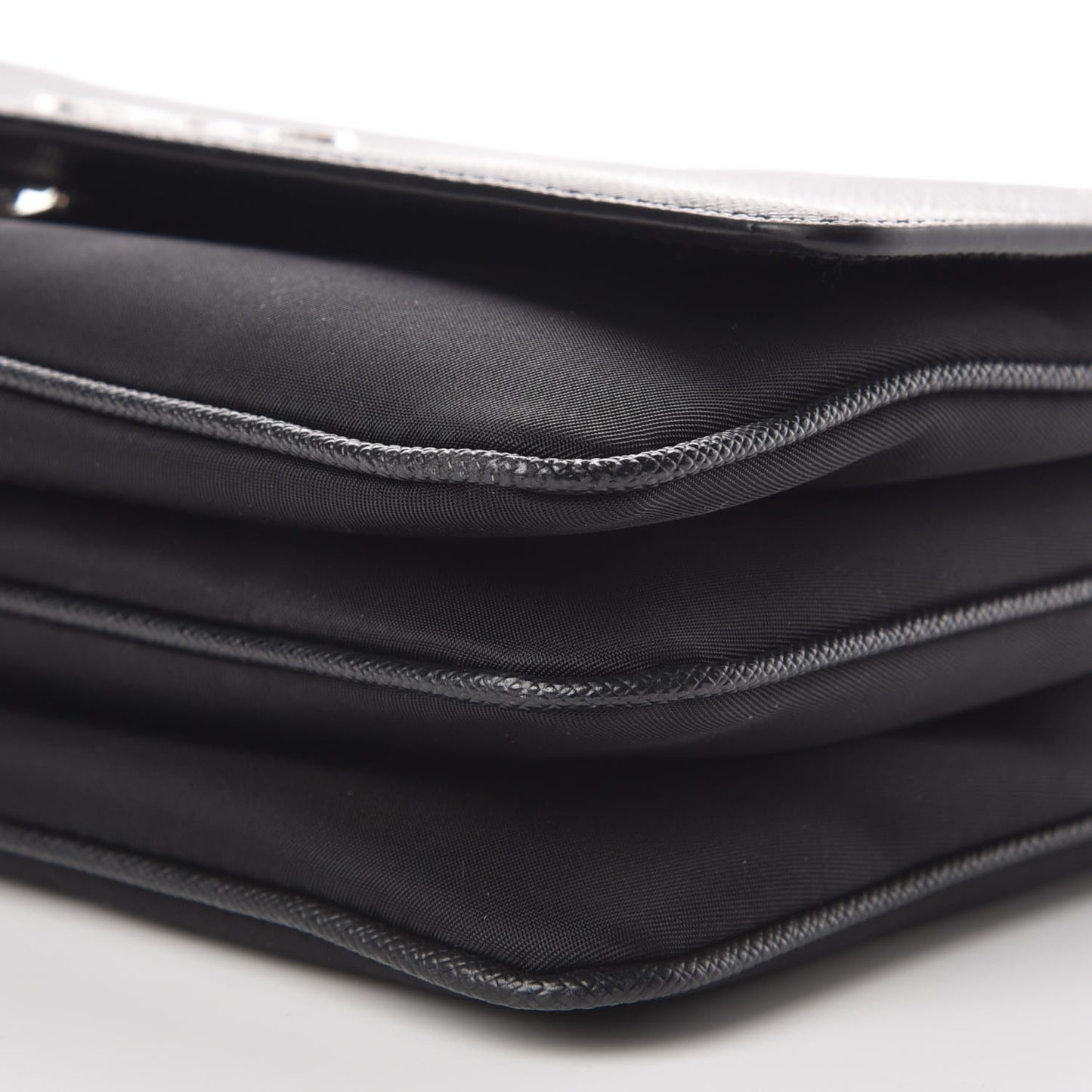 Saffiano Tessuto Nylon Chain Shoulder Bag Black