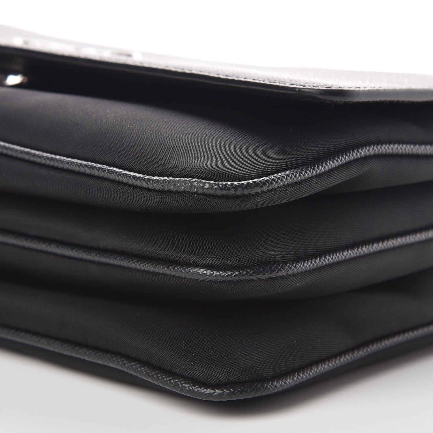 Prada Saffiano Tessuto Nylon Chain Shoulder Bag Black 6 of 9