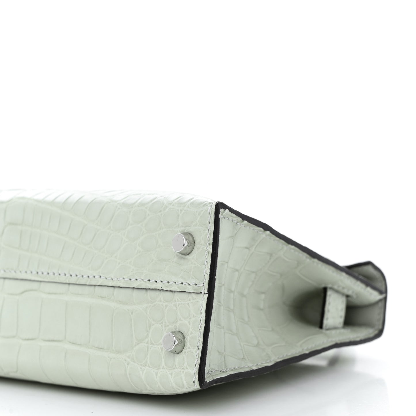 Matte Alligator Mini Kelly Sellier 20 Gris Neve