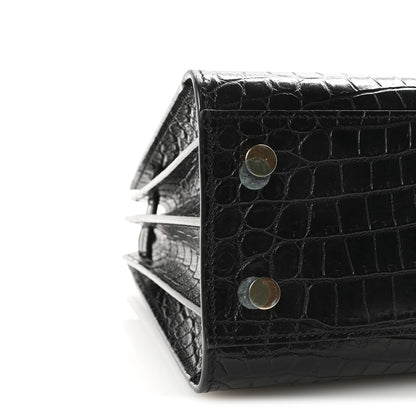 Saint Laurent Calfskin Crocodile Embossed Baby Sac De Jour Black 8 of 9