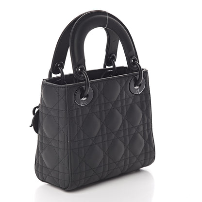 Christian Dior Ultra Matte Calfskin Cannage Mini Lady Dior Black 3 of 9