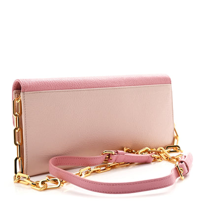 Miu Miu Goatskin Madras Bicolor Wallet On Chain Rosa Gemma 3 of 11